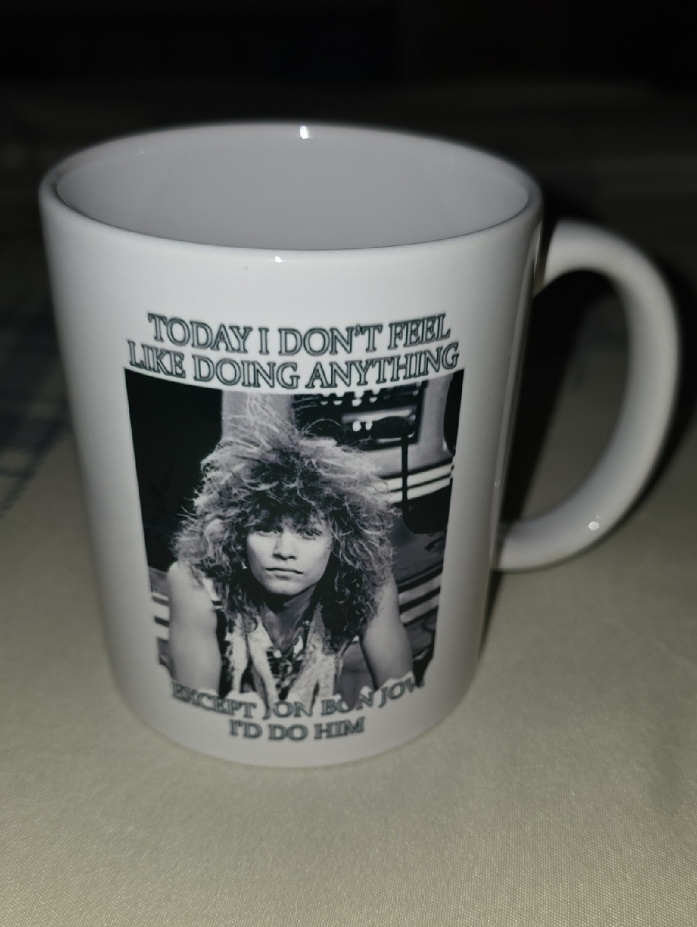 White Photo-Print JON BON JOVI Ceramic Coffee Mug. NEVER USED !